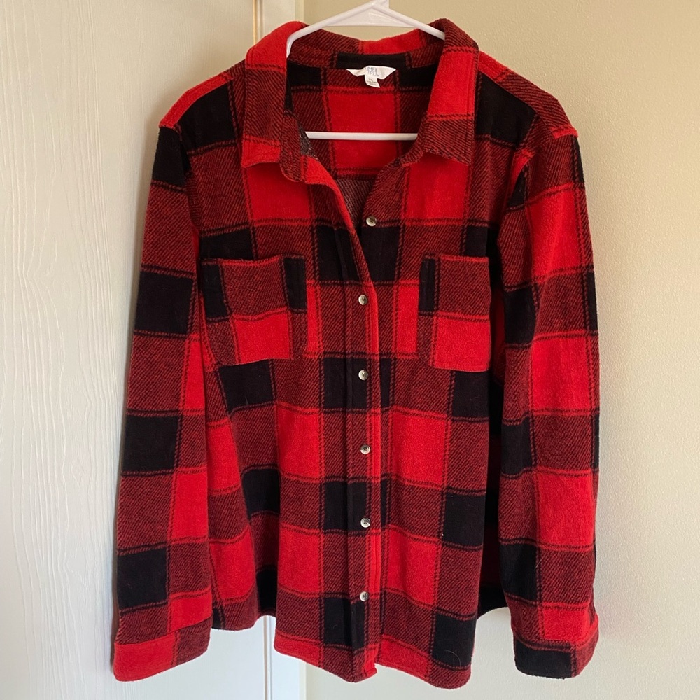 Time and Tru Red and Black Plaid Shirt